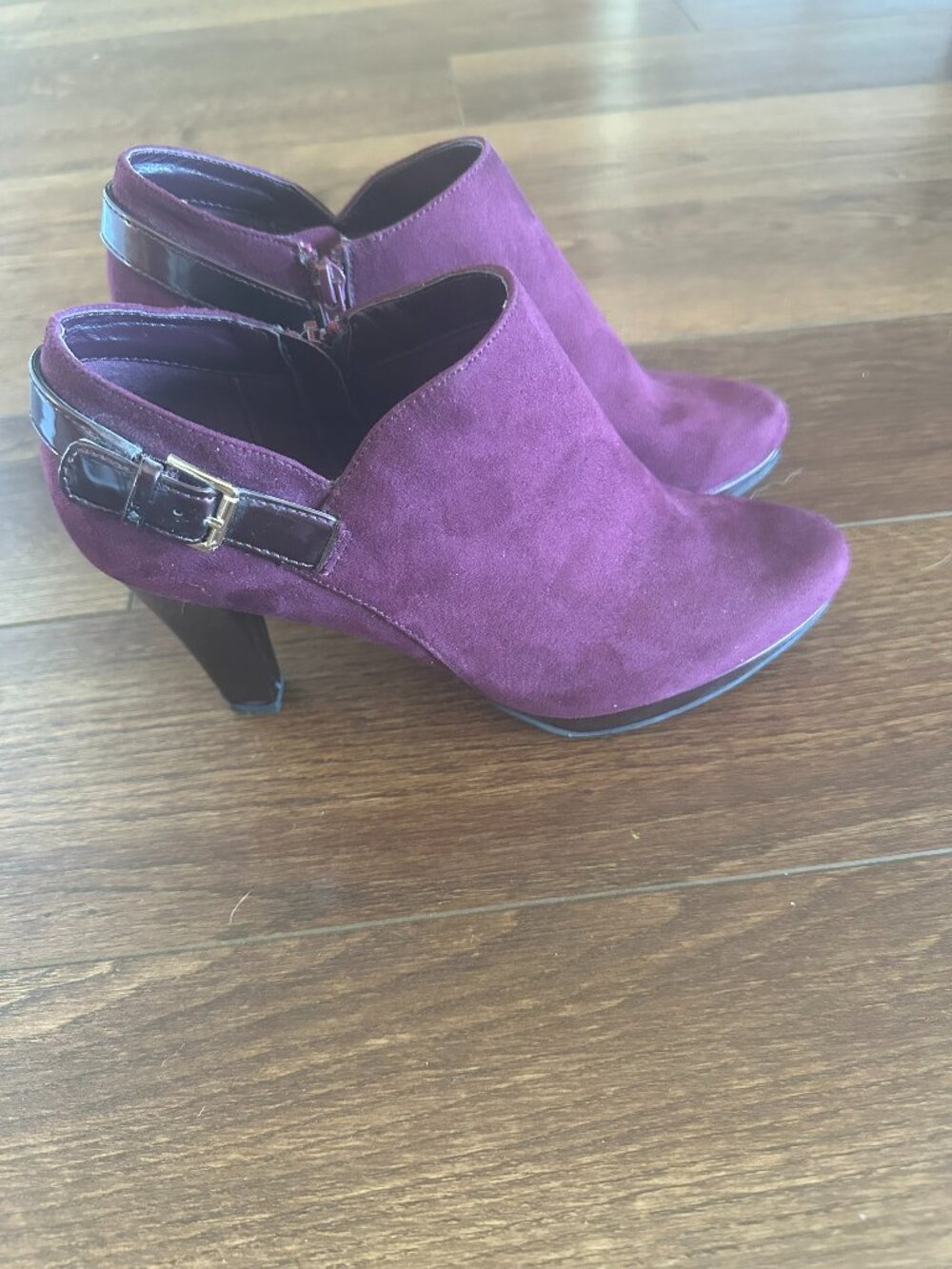 Burgundy Suede Ankle Boots with Memory Foam & 4" Heel